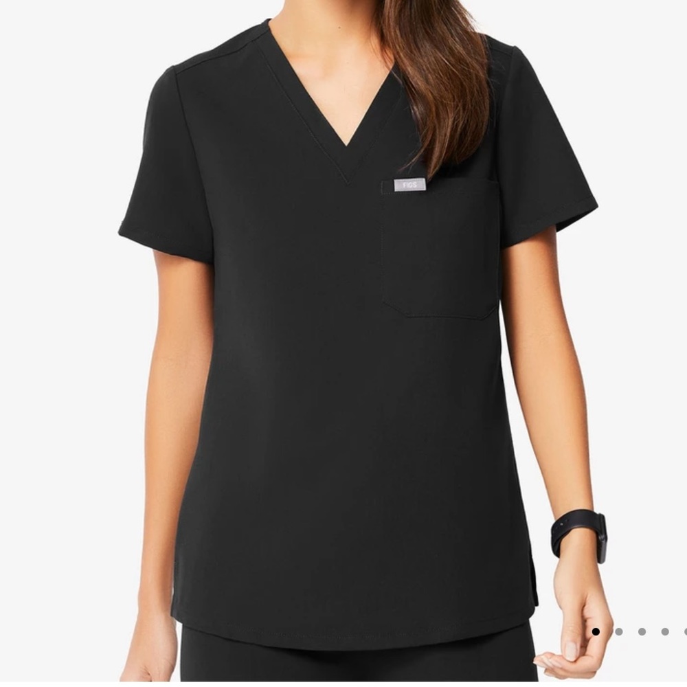 FIGS Catarina Scrub Top (Small) - BLACK
